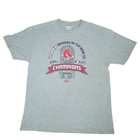 Boston Red Sox Shirt TShirt 2007 World Series Champions Mens Sz L Gray - Picture 1 of 7
